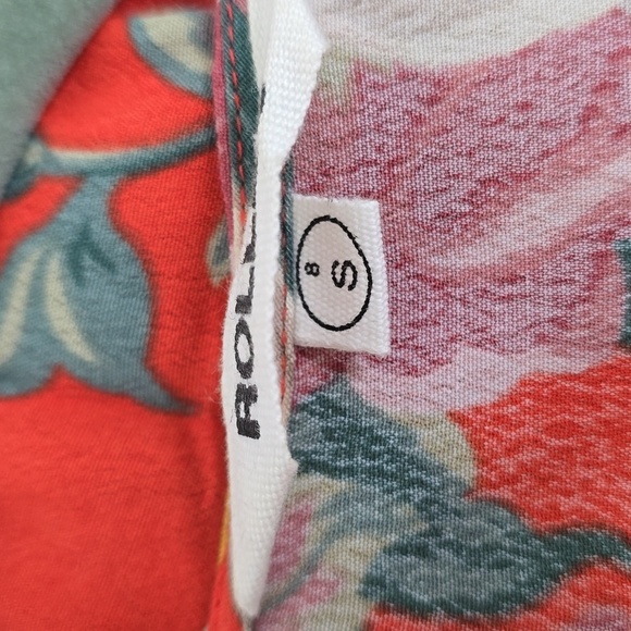 Rolla’s Dancer Coral Red Floral Print Wrap Dress size - Picture 10 of 12